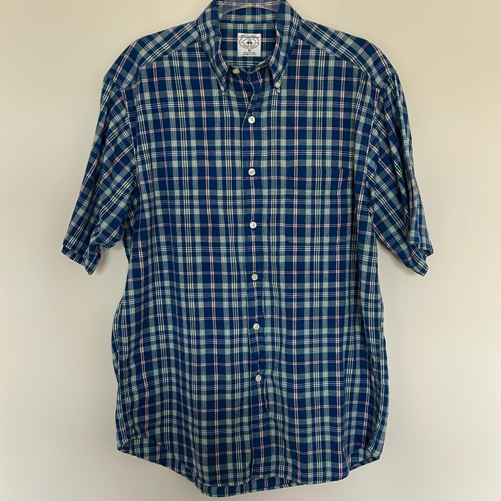 Brooks Brothers All Cotton Sport Button Shirt Size Medium Made in India Plaid‎
